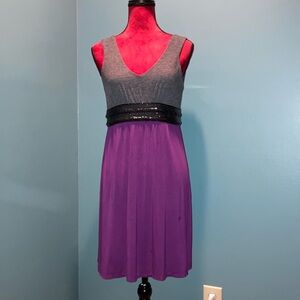 Ella Moss Elegant Gray and Purple Sleeveless Dress